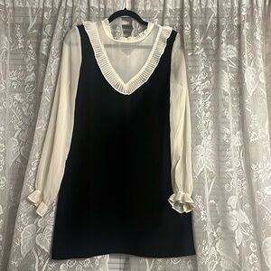 Forever 21 short black dress with white see through sleeves